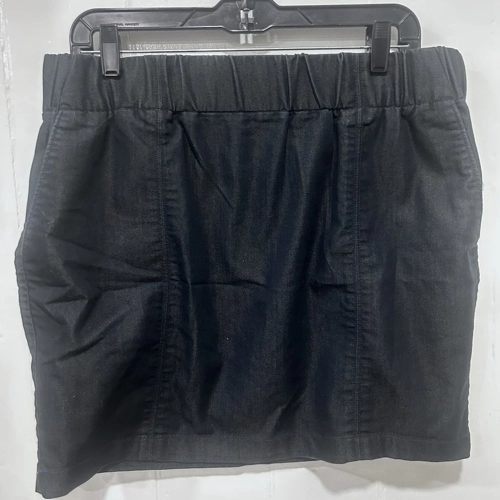 Mossimo Dark Wash Pull On Stretch Mini Skirt Cotton Blend L Utilitarian Minimal